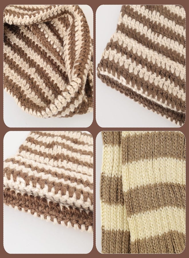 Sdfvsdg Crochet Hats for Women Cat Beanie with Fingerless Gloves Cute Fox Cat Ears Hat Slouchy Beanies Grunge Accessories Brown - Image 3